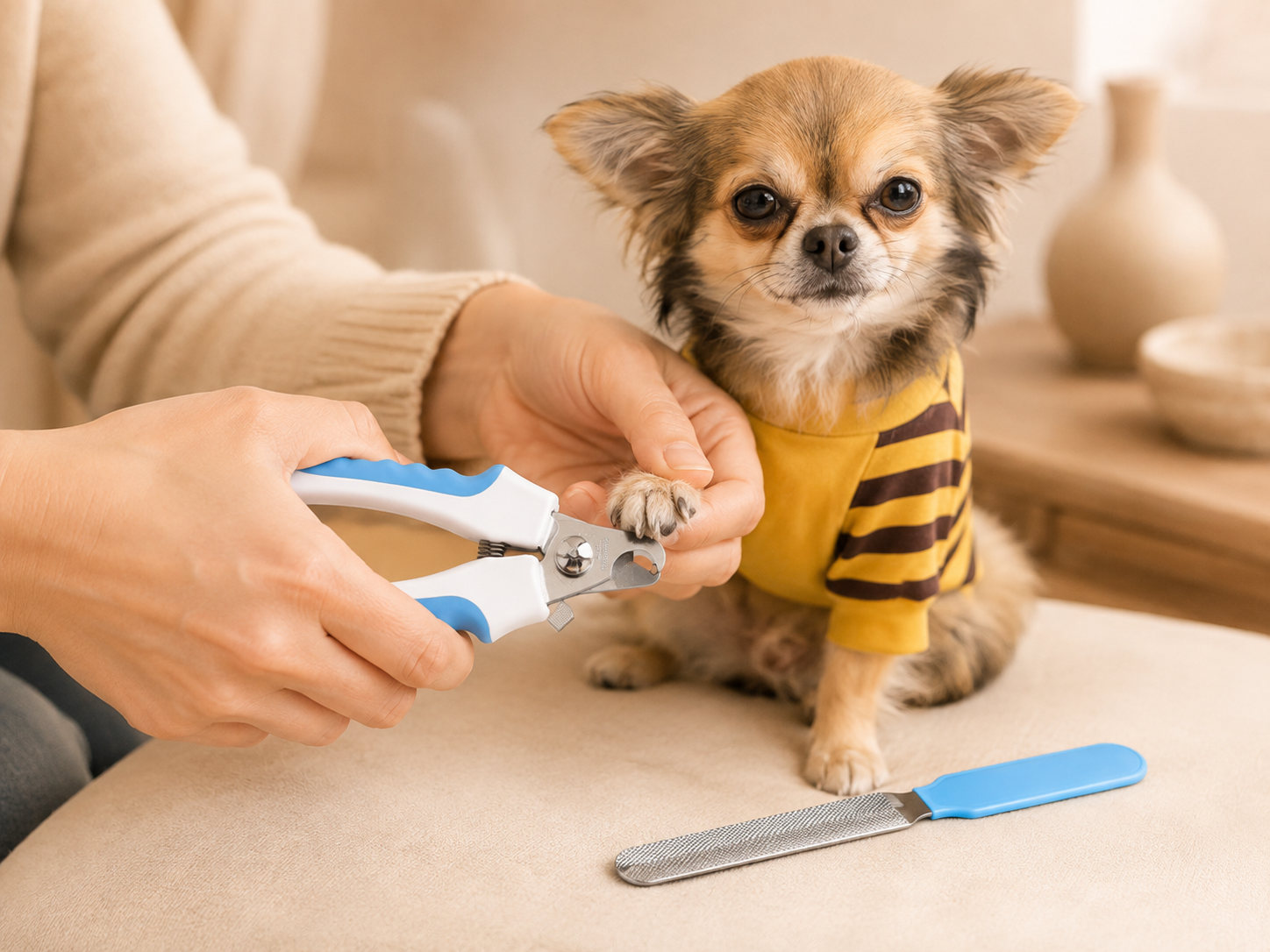 7pcs Pet Grooming Kit, Self-Cleaning Brush Shedding Kit With Nail Clipper, Flea Comb, Shampoo Bath Brush, Finger Toothbrush