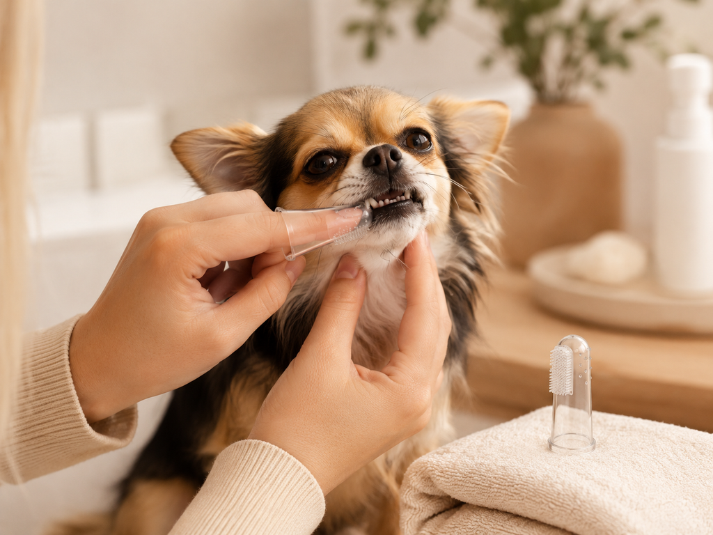 7pcs Pet Grooming Kit, Self-Cleaning Brush Shedding Kit With Nail Clipper, Flea Comb, Shampoo Bath Brush, Finger Toothbrush