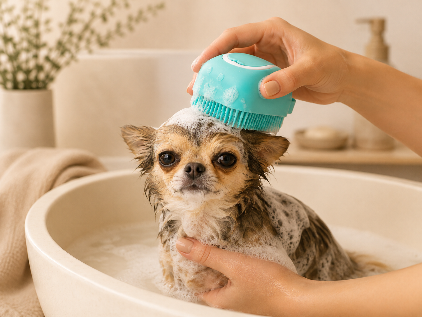 7pcs Pet Grooming Kit, Self-Cleaning Brush Shedding Kit With Nail Clipper, Flea Comb, Shampoo Bath Brush, Finger Toothbrush