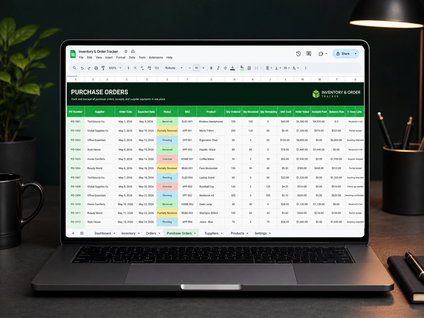 Inventory & Order Tracker